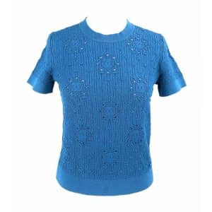 Pre-owned top in crochet knit cotton